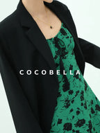 COCOBELLA Premium Polyester Straight Tailored Women Office Commute Black Blazers