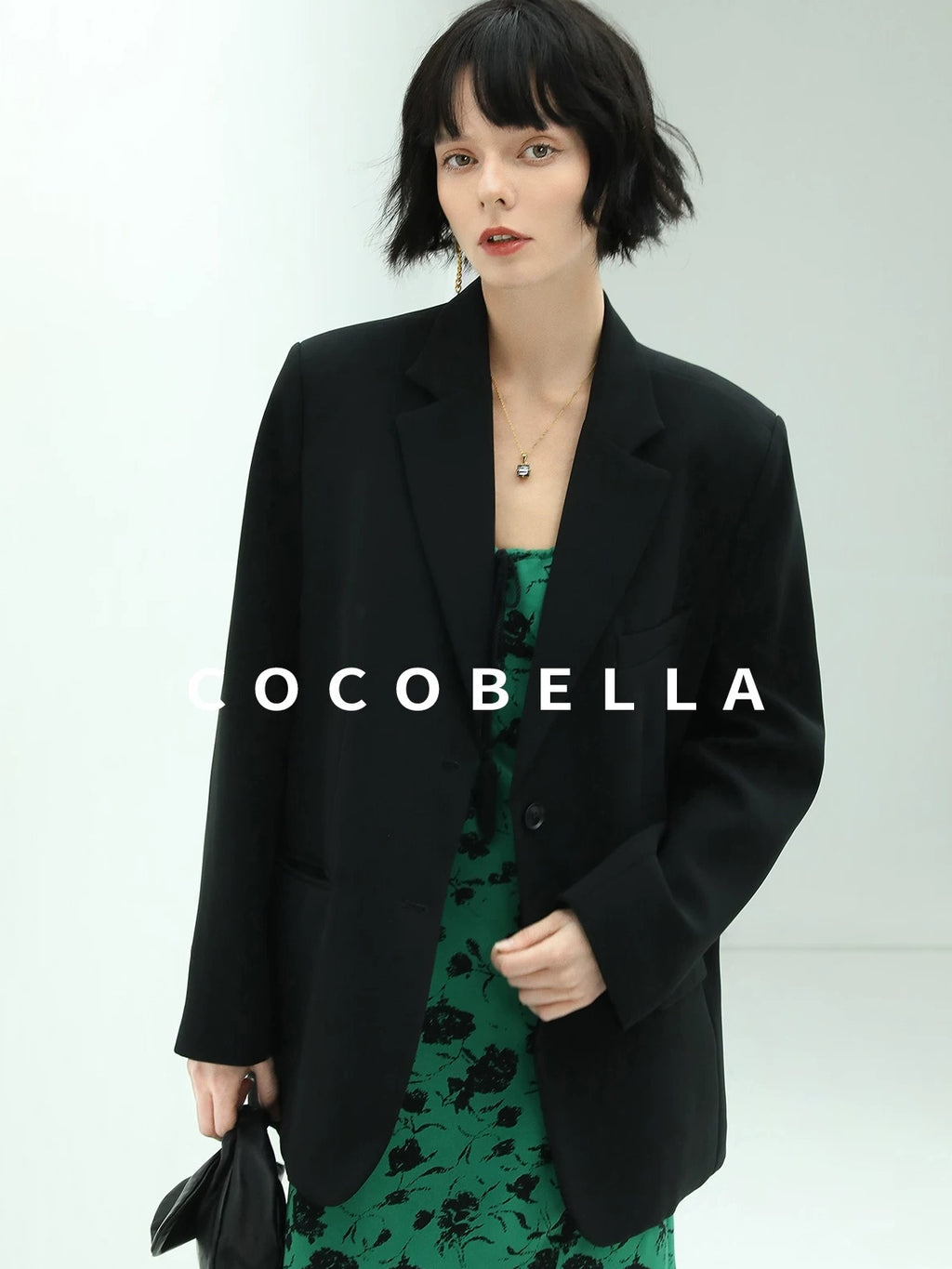 COCOBELLA Premium Polyester Straight Tailored Women Office Commute Black Blazers