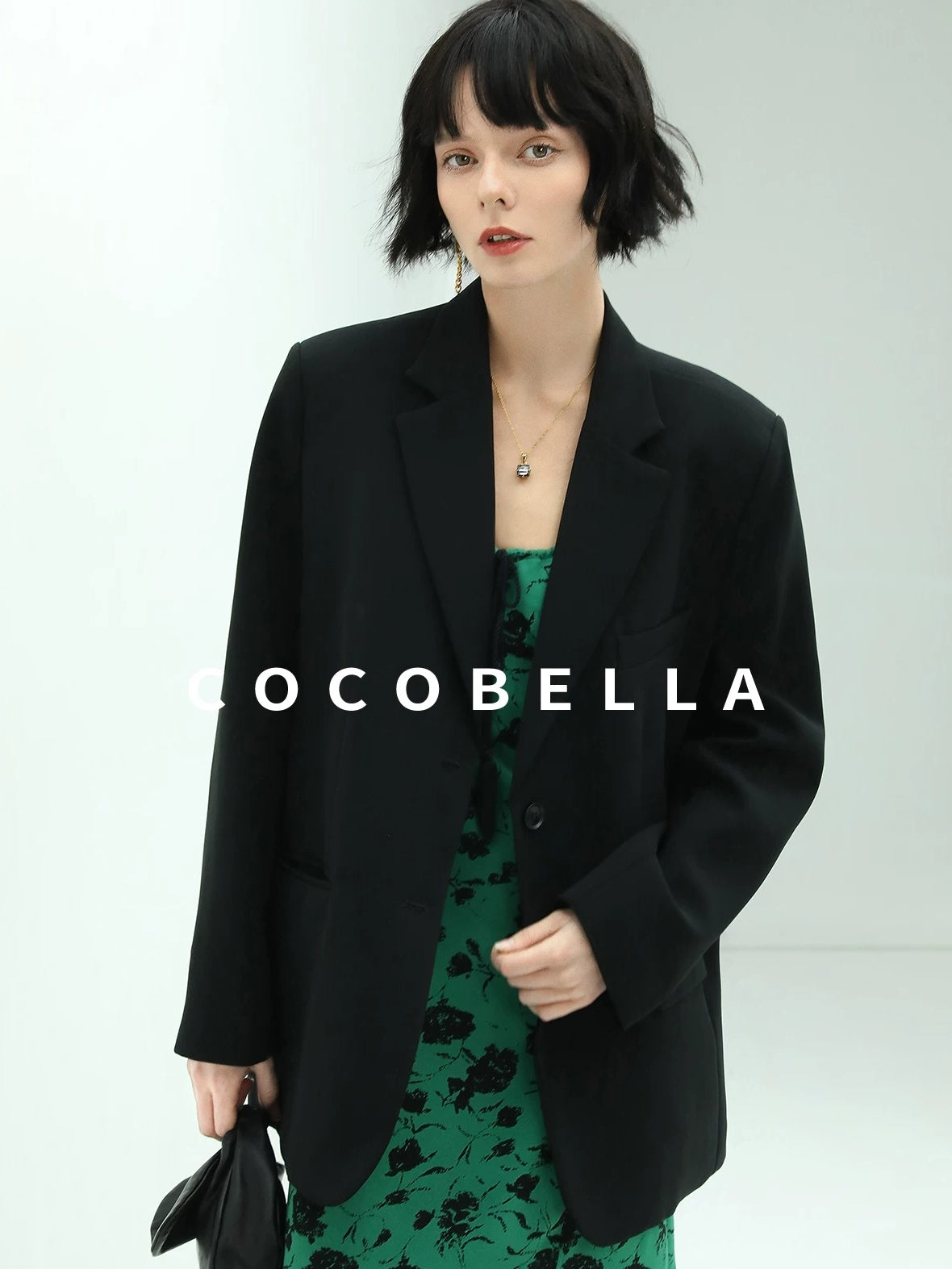 COCOBELLA Premium Polyester Straight Tailored Women Office Commute Black Blazers