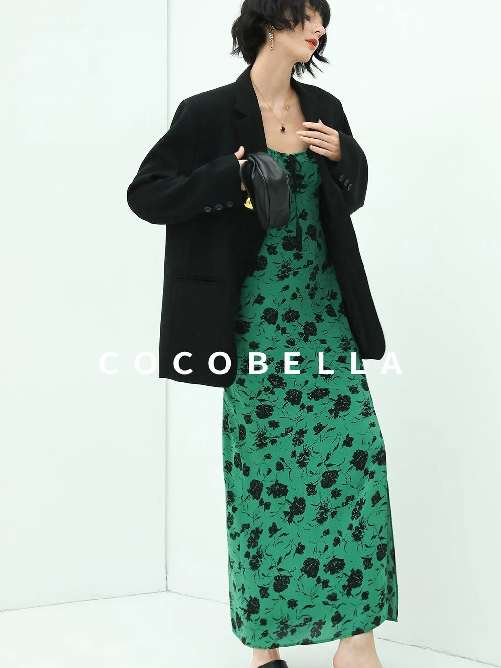 COCOBELLA Premium Polyester Straight Tailored Women Office Commute Black Blazers