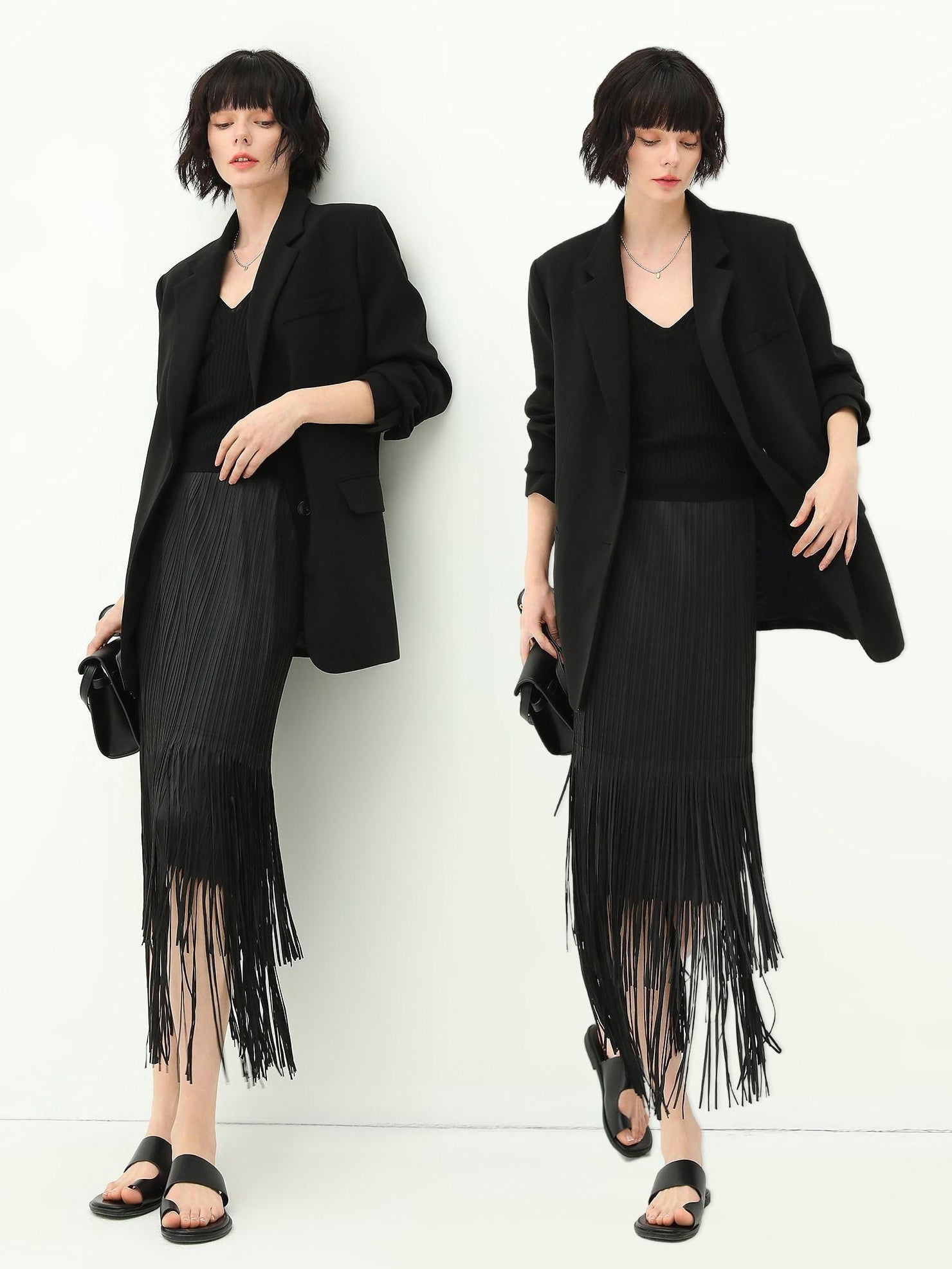 COCOBELLA Premium Polyester Straight Tailored Women Office Commute Black Blazers