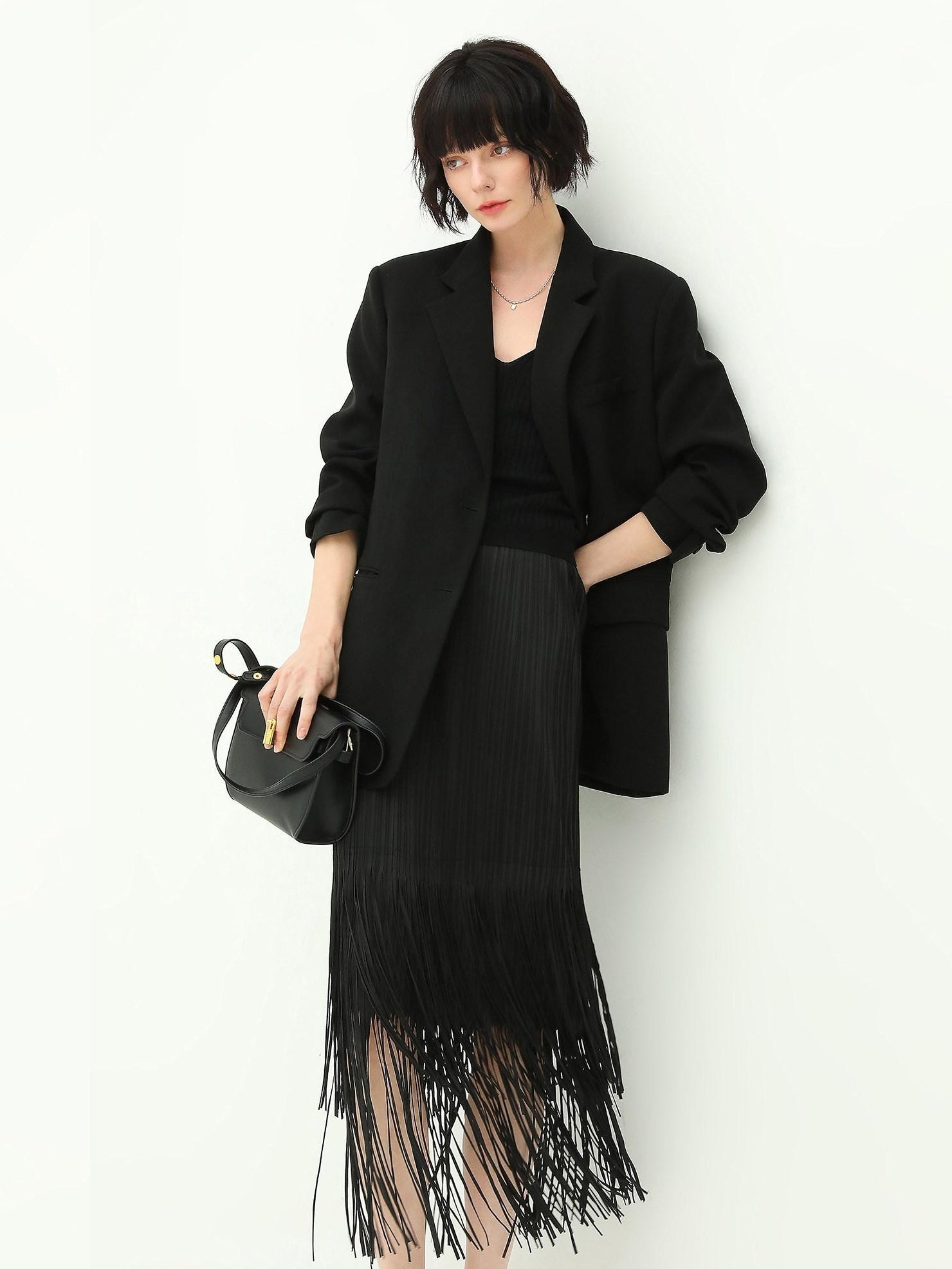 COCOBELLA Premium Polyester Straight Tailored Women Office Commute Black Blazers