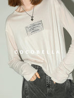 COCOBELLA Printed Lightweight Casual Straight Fit Long Sleeve Everyday Ecru Toffee Shirts