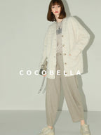 COCOBELLA Printed Lightweight Casual Straight Fit Long Sleeve Everyday Ecru Toffee Shirts