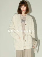 COCOBELLA Printed Lightweight Casual Straight Fit Long Sleeve Everyday Ecru Toffee Shirts