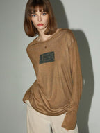 COCOBELLA Printed Lightweight Casual Straight Fit Long Sleeve Everyday Ecru Toffee Shirts