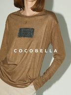 COCOBELLA Printed Lightweight Casual Straight Fit Long Sleeve Everyday Ecru Toffee Shirts