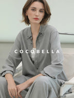 COCOBELLA Pure Lyocell Washed Button Down Straight Shadow Green Women Long Sleeve Shirts