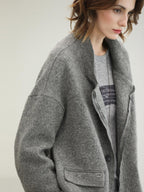COCOBELLA Pure Wool Straight Blazer Collar Single Button Women Office Outerwear Jackets