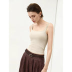 COCOBELLA_Recycled_Viscose_Cotton_Padded_Slim_U_Neck_Strap_Tank_Top_Womens_Work_Ecru_Tops_MISSTT
