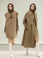 COCOBELLA Refined Wool Blend V Neck Sleeveless H Line Pullover Office Sweater Dresses
