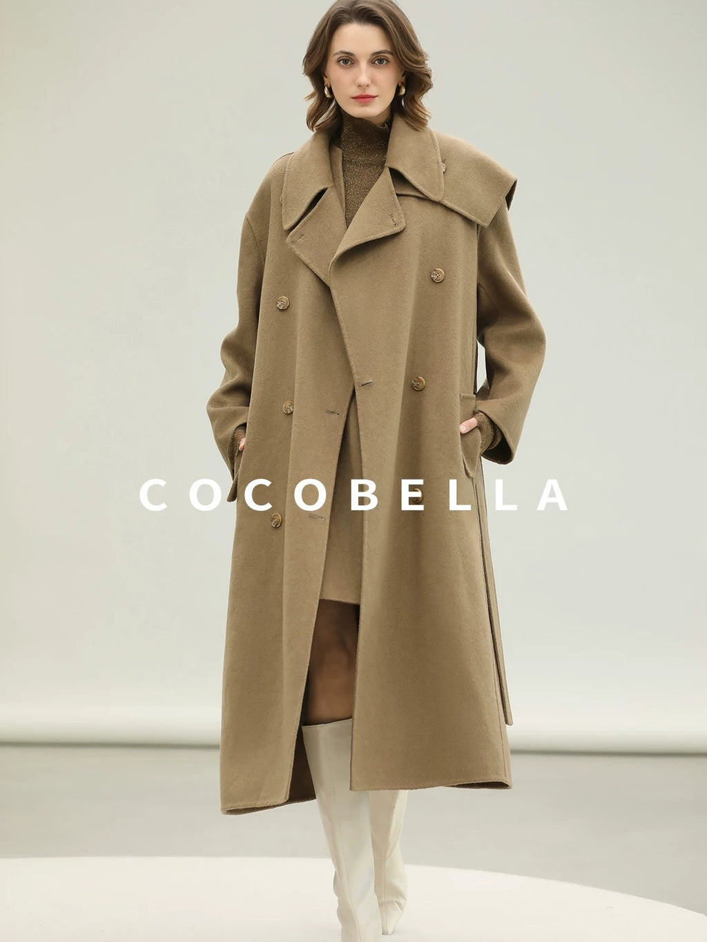 COCOBELLA Refined Wool Blend V Neck Sleeveless H Line Pullover Office Sweater Dresses