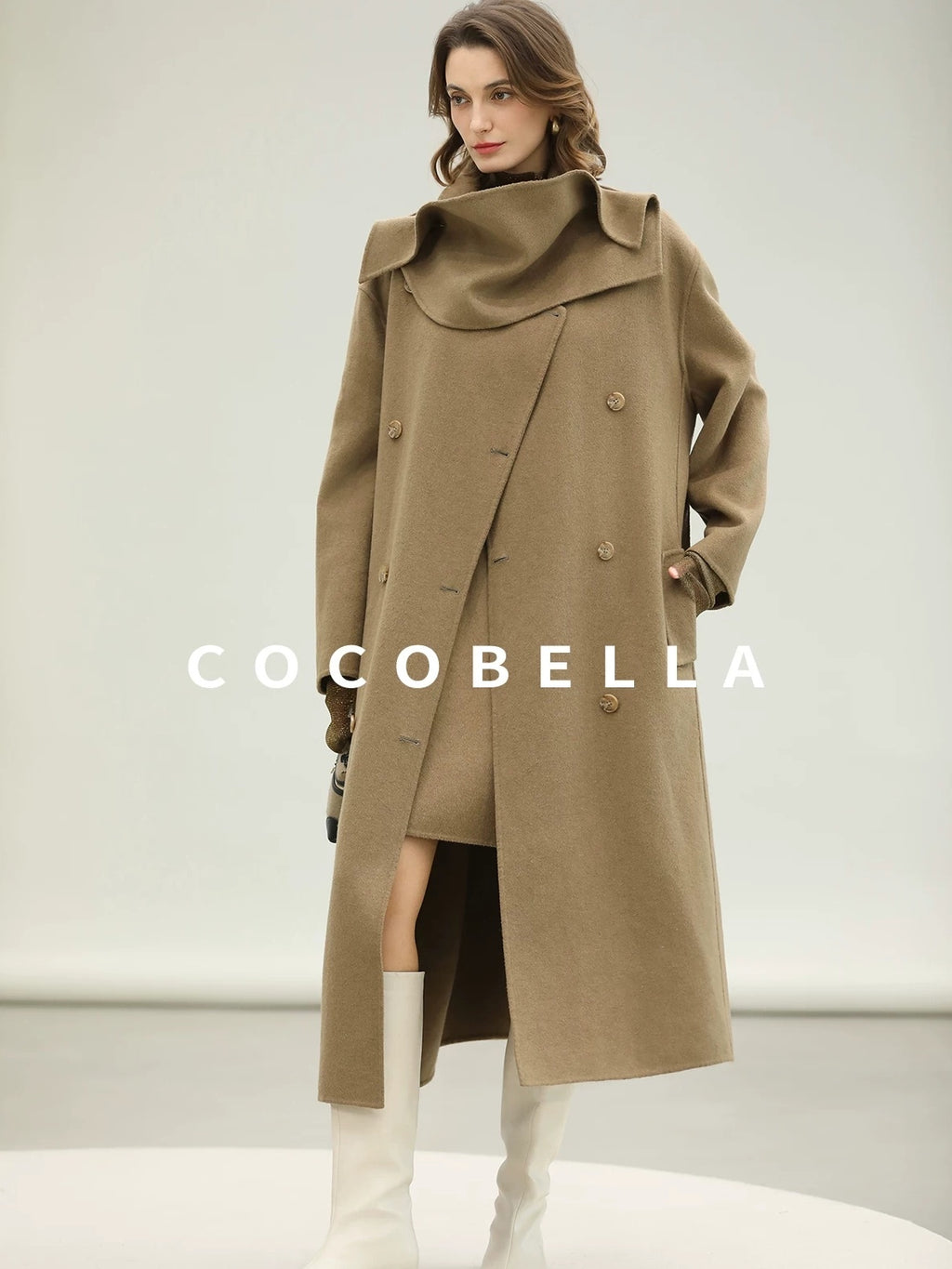 COCOBELLA Refined Wool Blend V Neck Sleeveless H Line Pullover Office Sweater Dresses