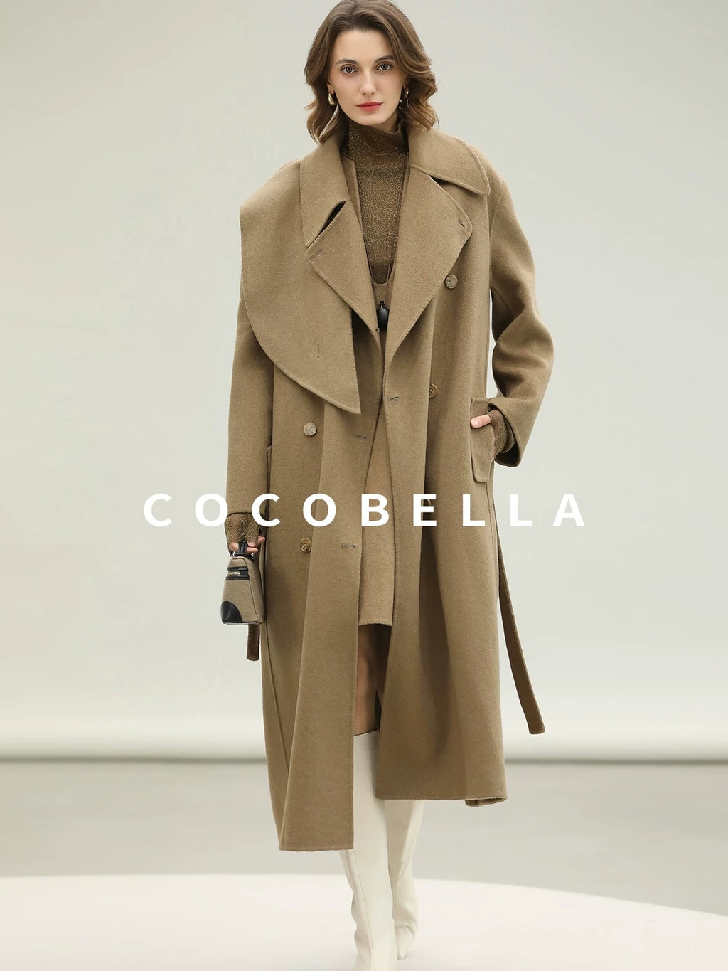 COCOBELLA Refined Wool Blend V Neck Sleeveless H Line Pullover Office Sweater Dresses