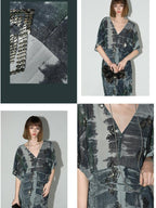 COCOBELLA Resort V Neck Embroidered Printed Sequin Belted Relaxed Straight Skirt Dresses