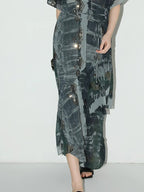COCOBELLA Resort V Neck Embroidered Printed Sequin Belted Relaxed Straight Skirt Dresses