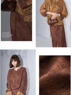 COCOBELLA Reversible Chinese Jacquard Mid Rise A Line Side Slit Office Maxi Skirts