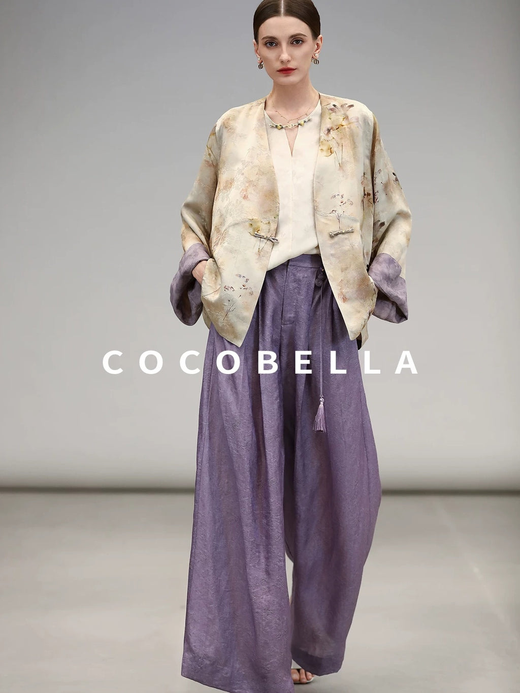 COCOBELLA Reversible Double Faced Jacquard Print Straight Cut Pockets Viscose Youth Coats