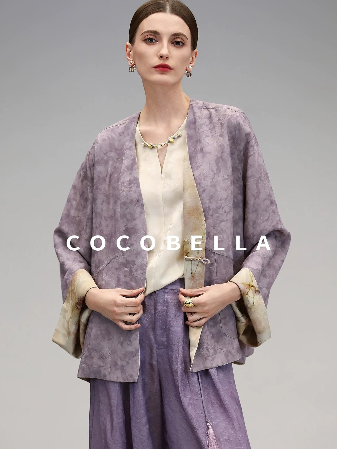 COCOBELLA Reversible Double Faced Jacquard Print Straight Cut Pockets Viscose Youth Coats