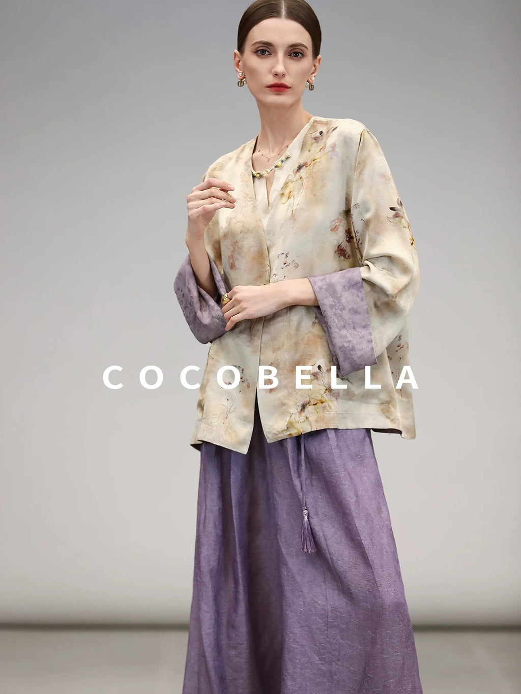 COCOBELLA Reversible Double Faced Jacquard Print Straight Cut Pockets Viscose Youth Coats