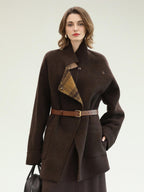 COCOBELLA Reversible Wool Blend Plaid British Straight Cut Women Tailored Mid Length Coats