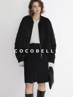 COCOBELLA Ruched Pocket Short Straight Fit Street Sporty Black Zip Front Padded Jackets