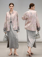 COCOBELLA Satin Embroidered Sequin Chinese Straight Cut Drop Shoulder Women Casual Jackets