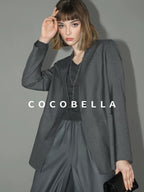 COCOBELLA Sculpted Tailoring Straight Collarless Single Button Pockets Women Office Blazers