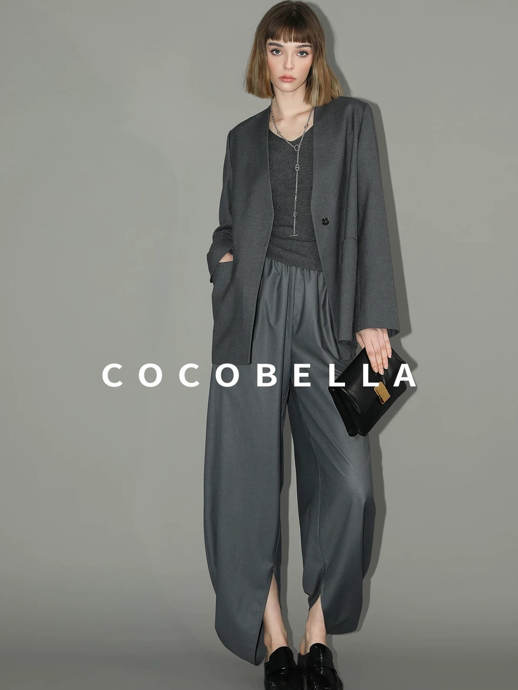 COCOBELLA Sculpted Tailoring Straight Collarless Single Button Pockets Women Office Blazers