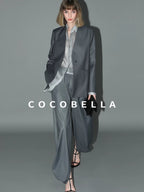 COCOBELLA Sculpted Tailoring Straight Collarless Single Button Pockets Women Office Blazers