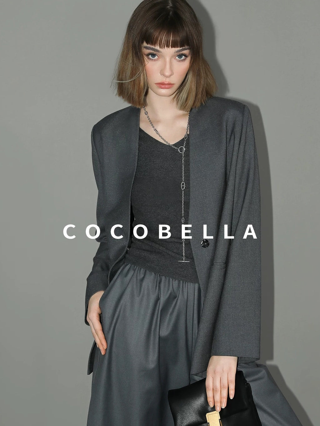COCOBELLA Sculpted Tailoring Straight Collarless Single Button Pockets Women Office Blazers