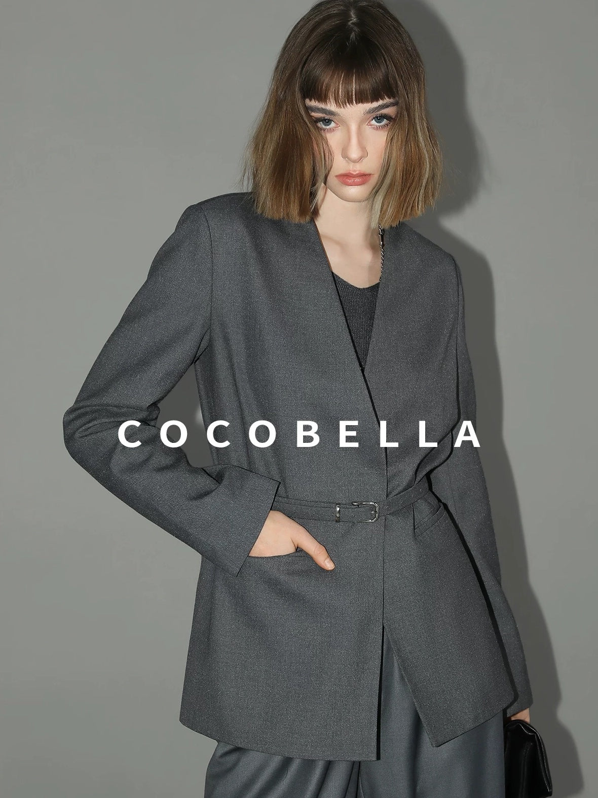 COCOBELLA Sculpted Tailoring Straight Collarless Single Button Pockets Women Office Blazers