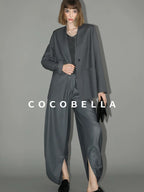 COCOBELLA Sculpted Tailoring Straight Collarless Single Button Pockets Women Office Blazers