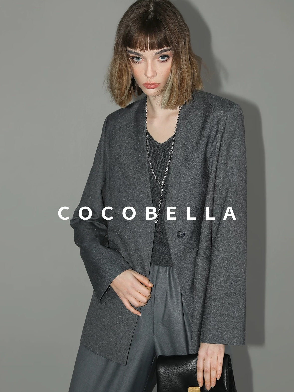COCOBELLA Sculpted Tailoring Straight Collarless Single Button Pockets Women Office Blazers