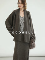 COCOBELLA Sequin Embellished Loose Fit Commuter Open Front Women Knit Pullover Sweater