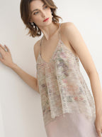 COCOBELLA Sequin Embroidered 3D Luxury V Neck Sleeveless Camisole Women Tops
