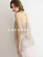 COCOBELLA Sequin Embroidered 3D Luxury V Neck Sleeveless Camisole Women Tops