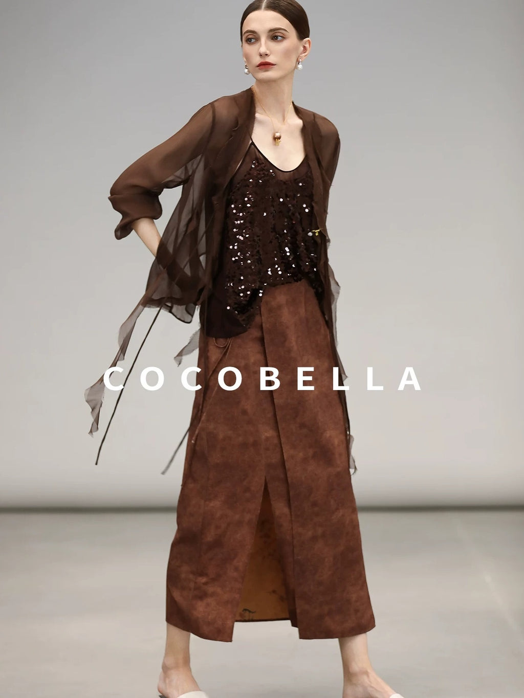 COCOBELLA Sequin Embroidered Casual Straight Patchwork Sleeveless Women Tank Tops