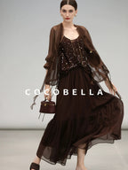 COCOBELLA Sequin Embroidered Casual Straight Patchwork Sleeveless Women Tank Tops