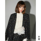 COCOBELLA_Sequin_Fringe_Button_Pocket_Collarless_Straight_Fit_Lady_Office_Blazers_MISSTT