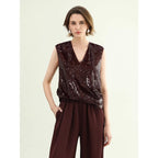 COCOBELLA_Sequin_Light_Luxury_V_Neck_Sleeveless_Straight_Fit_Women_Shirts_MISSTT
