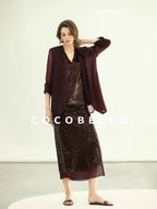 COCOBELLA Sequin Light Luxury V Neck Sleeveless Straight Fit Women Shirts