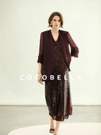 COCOBELLA Sequin Light Luxury V Neck Sleeveless Straight Fit Women Shirts