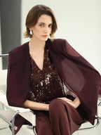 COCOBELLA Sequin Light Luxury V Neck Sleeveless Straight Fit Women Shirts