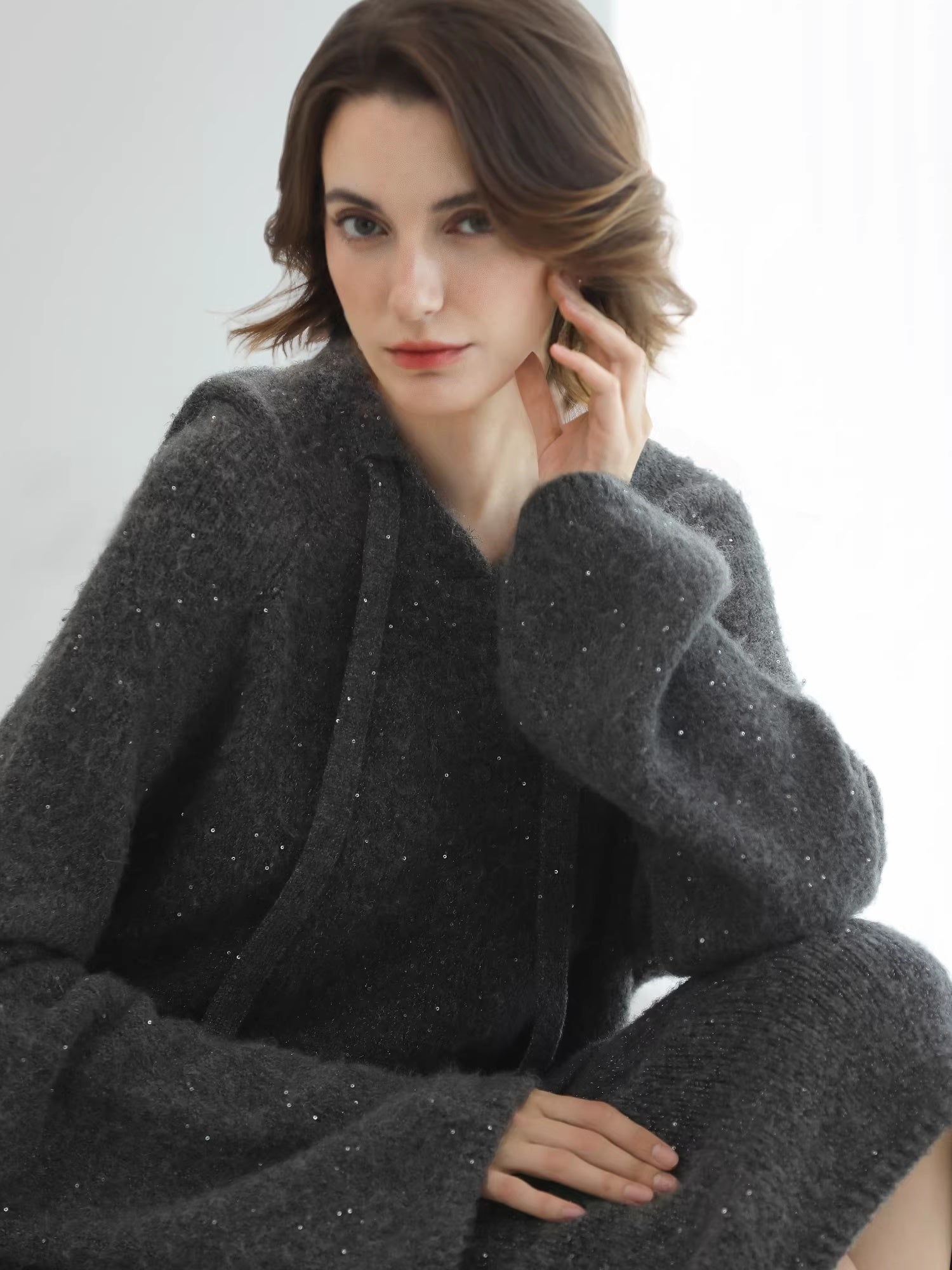 COCOBELLA_Sequin_Oversized_Knit_Cardigan_Workwear_Button_Front_Women_Sweater_MISSTT