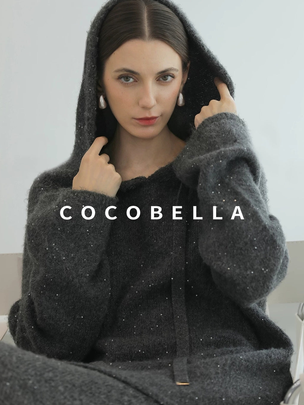 COCOBELLA Sequin Oversized Knit Cardigan Workwear Button Front Women Sweater