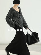 COCOBELLA Sequin Patchwork Elegant Fitted Mermaid Mid Waist Side Zipper City Black Dresses