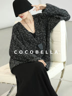 COCOBELLA Sequin Patchwork Elegant Fitted Mermaid Mid Waist Side Zipper City Black Dresses