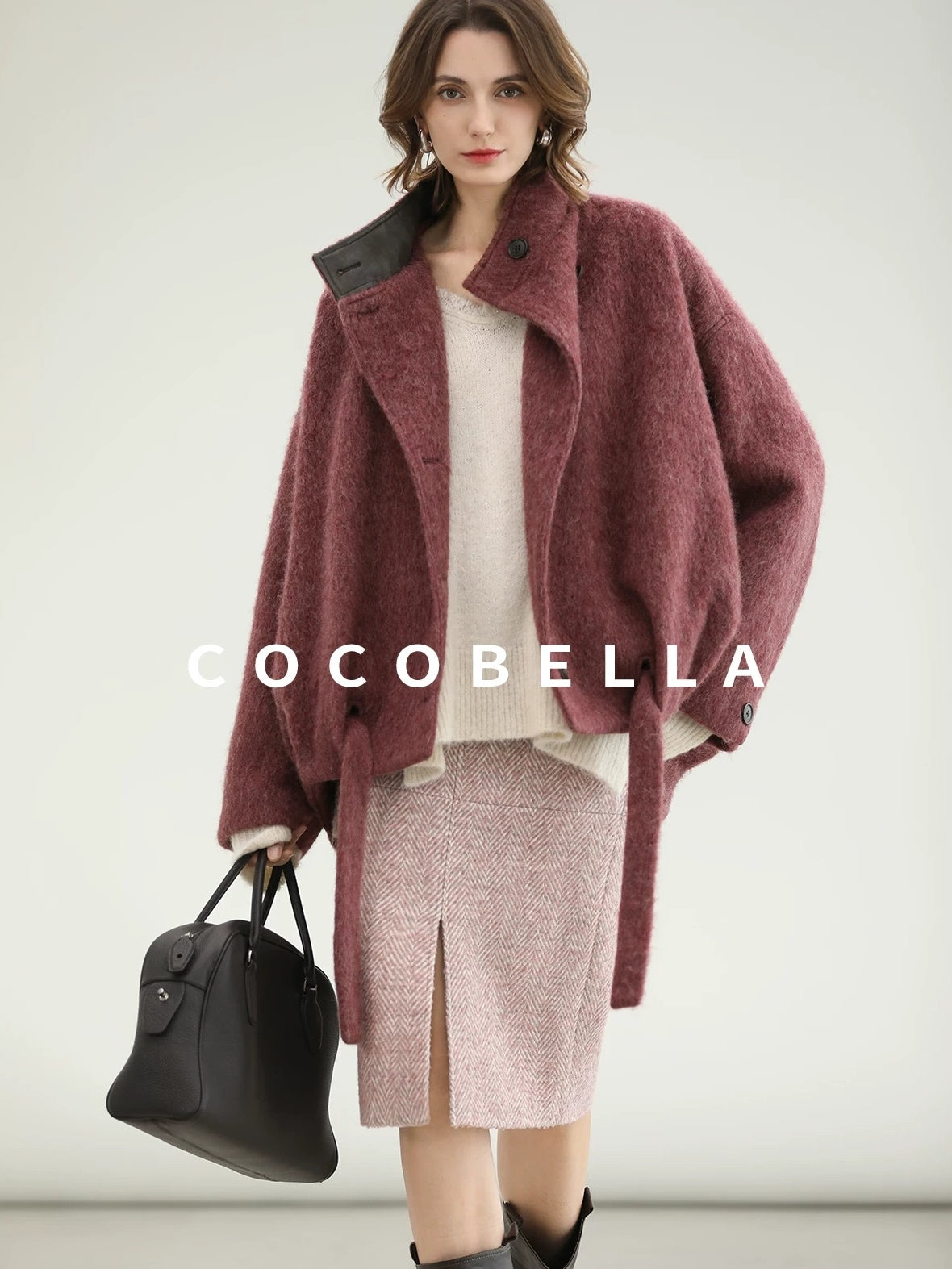 COCOBELLA Sequin Sparkle Relaxed V Neck Raw Edge Rib Slit Office Knit Pullover Sweater