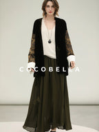 COCOBELLA Shape Retention Modern Chinese Loose Printed 3D Embellished Women Velvet Jackets